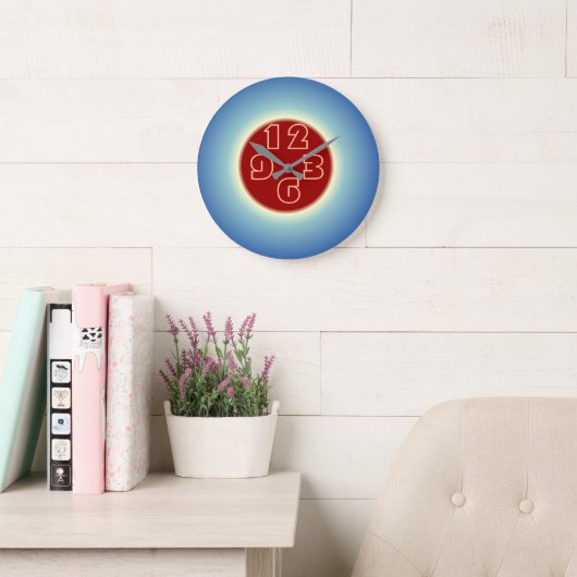 Simplistic Eye Catching Blue Red Wall Clock Große Wanduhr (Lesesaal)