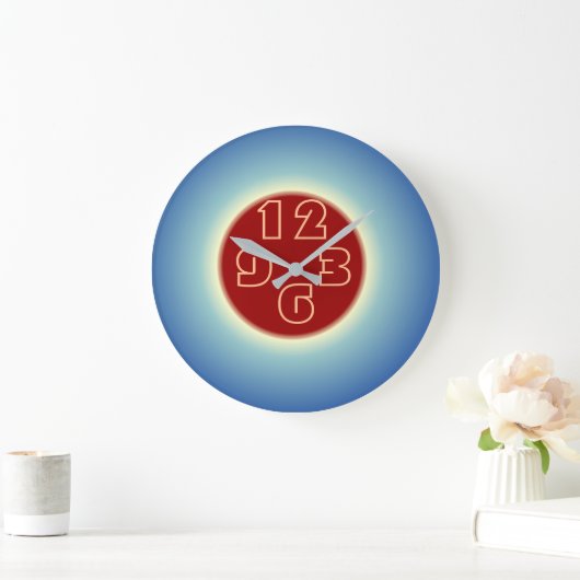 Simplistic Eye Catching Blue Red Wall Clock Große Wanduhr (Zuhause)