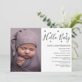 Simplistic Hello Baby | Sip and See Party Einladung (Stehend Vorderseite)