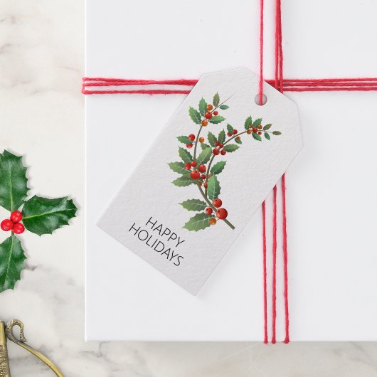 Simplistic Holly Geschenkanhänger