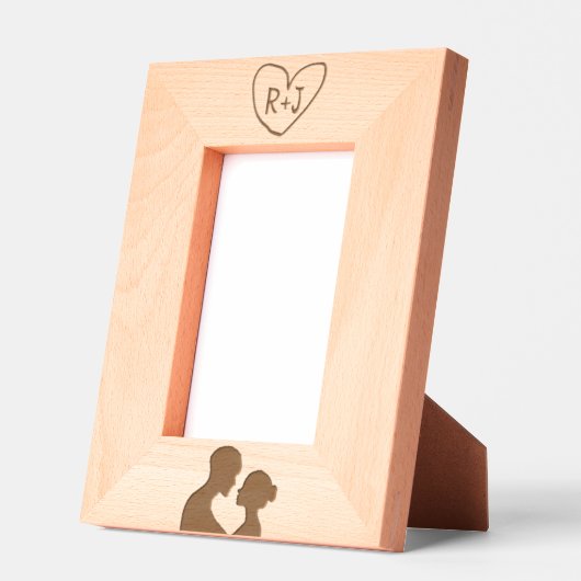 Simplistic Initials Carved Tree Sillhouette Geätzte Rahmen (Links)