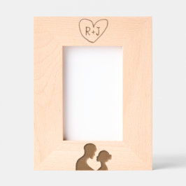 Simplistic Initials Carved Tree Sillhouette Geätzte Rahmen