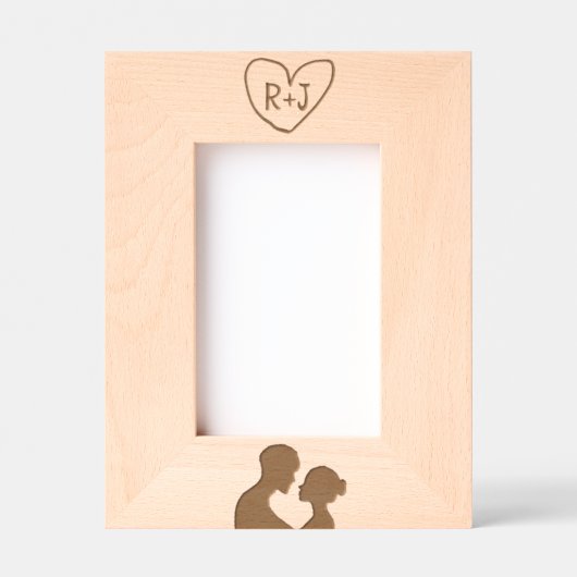 Simplistic Initials Carved Tree Sillhouette Geätzte Rahmen (Vorderseite)