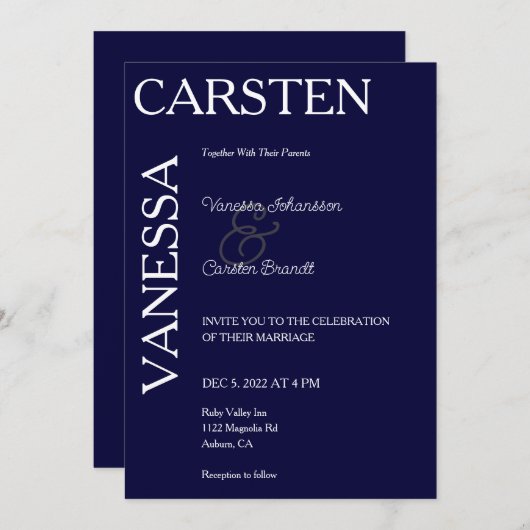 Simplistic Modern Glam Wedding Einladung (Vorne/Hinten)