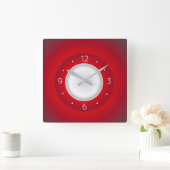 Simplistic Red and White > Square Kitchen Clocks Quadratische Wanduhr (Zuhause)