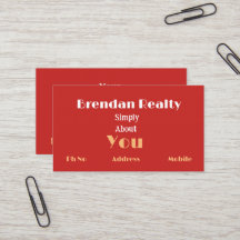 Simplistic Red Gold Real Estate Business Cards