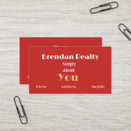 Simplistic Red Gold Real Estate Business Cards Visitenkarte