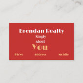 Simplistic Red Gold Real Estate Business Cards Visitenkarte (Vorderseite)