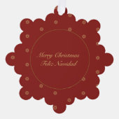 Simplistic Red und Golden Christmas Bilingual Ornament Karte (Vorderseite)