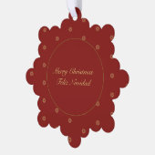 Simplistic Red und Golden Christmas Bilingual Ornament Karte (Linke Ecke)