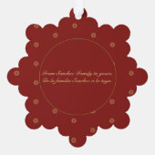 Simplistic Red und Golden Christmas Bilingual Ornament Karte (Rückseite)