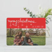 Simplistic Red White Stripe Frohe Weihnachten (Stehend Vorderseite)