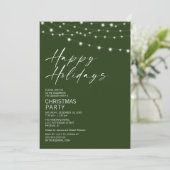 Simplistic String Light Christmas Party Einladung (Stehend Vorderseite)