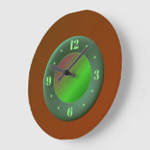 Simplistic Tan mit Green Center Große Wanduhr (Winkel)