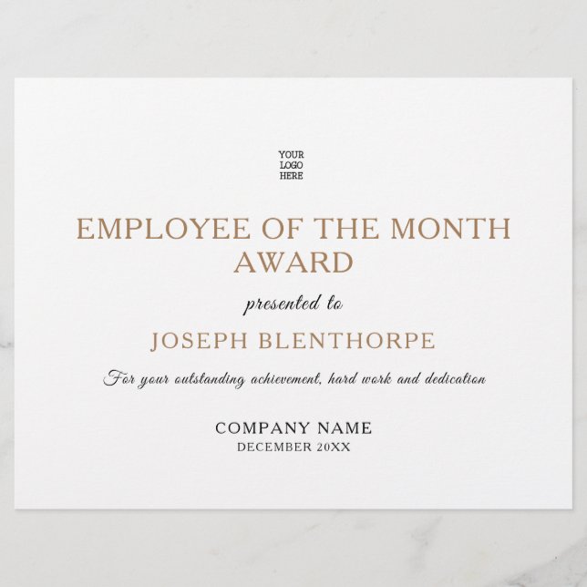 Simplistic Typograical Employee of Month Award (Vorderseite)