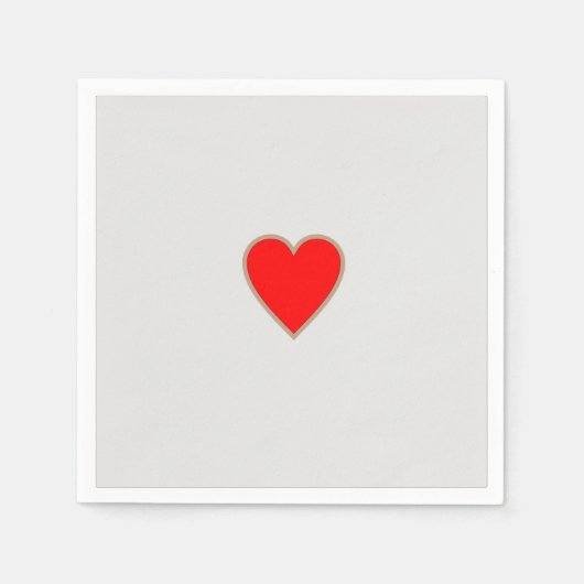 Simplistic White Napkin mit Red Heart Center Serviette (Vorderseite)