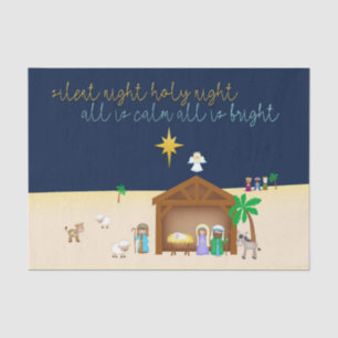 Simplistische Krippe Stille Nacht Weihnachtslied Seidenpapier