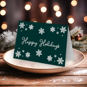 Simplistische Schneeflocken Happy Holidays Dunkelg Karte