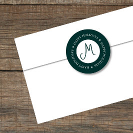 Simplistische Schneeflocken Happy Holidays Dunkelg Runder Aufkleber