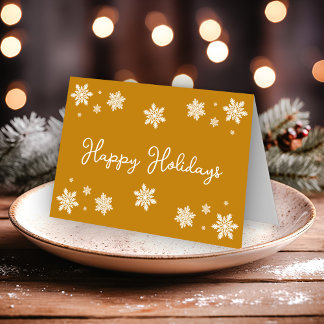 Simplistische Schneeflocken Happy Holidays Golden Karte