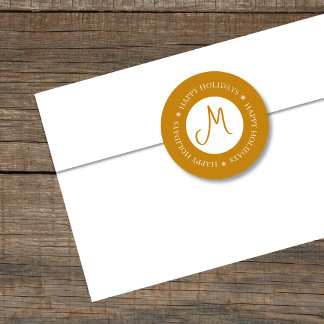 Simplistische Schneeflocken Happy Holidays Golden Runder Aufkleber