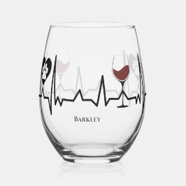 Simplistische schwarze Paws und Rotwein Weinglas Ohne Stiel