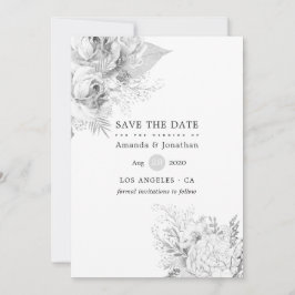 Simplistische Vintage Rose Hochzeit in Weiß und Si Save The Date
