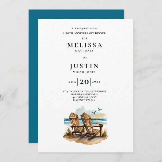 Simplistischer Hochzeitssessel Einladung (Vorne/Hinten)