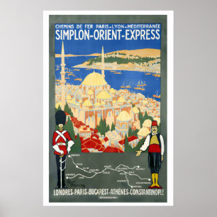 Simplon Orient Express Eisenbahnen von Paris nach  Poster