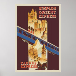 Simplon Orient Express Reise mit dem Zug Vintage Poster