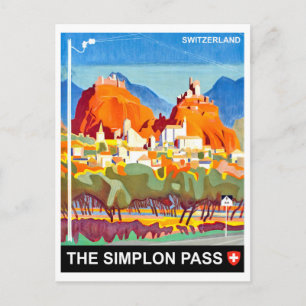 Simplon Pass, Schweiz, Vintage Reise Postkarte