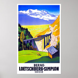 Simplon Pass Switzerland Vintage Poster