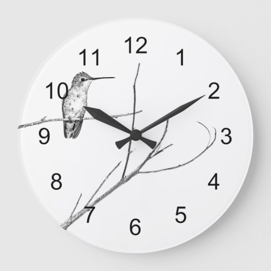Simply a hummingbird on a stick square wall clock große wanduhr (Vorderseite)