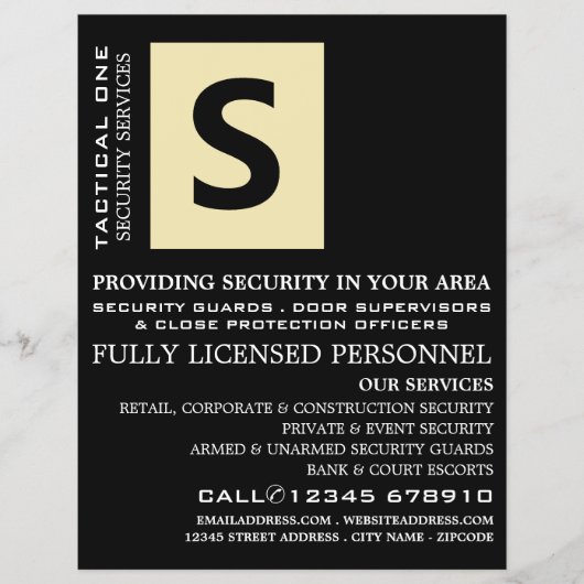 Simply Black, Sicherheitsmitarbeiter Werbeflyer Flyer (Vorne)