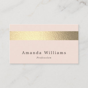 Simply Chic Gold Foil Stripe on Blush Pink Visitenkarte