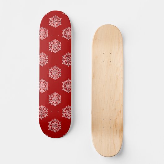 Simply Christmas Collection Red & White Snowflake Skateboard (Vorderseite)