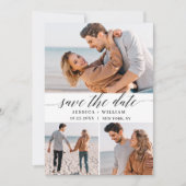 Simply Elegant 3 Photo Wedding Heart Save The Date (Vorderseite)