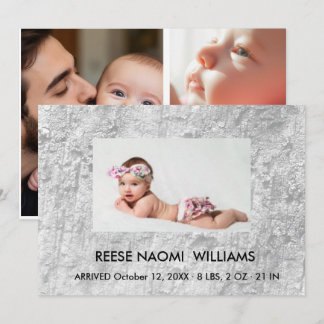 Simply Elegant Baby Girl Photo Collage Birth Annou Ankündigung