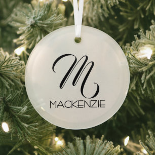 Simply Elegant Custom Monogram Personalized Name Ornament Aus Glas
