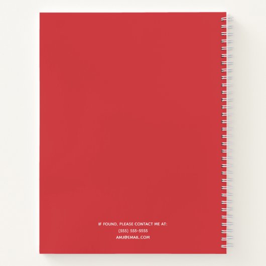 Simply Elegant Flame Red Personalized Notizblock (Rückseite)