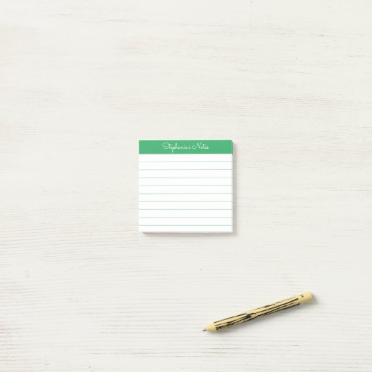 Simply Elegant Green Personalized Lined Post-it Klebezettel (Auf Schreibtisch)