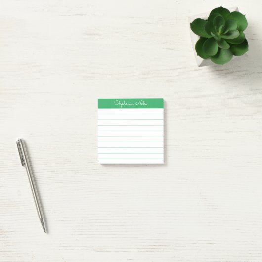 Simply Elegant Green Personalized Lined Post-it Klebezettel (Büro)