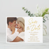 Simply Elegant Photo Wedding Simple Save The Date (Stehend Vorderseite)