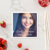 Simply Elegant White Script Photo Graduation Serviette (Beispiel)