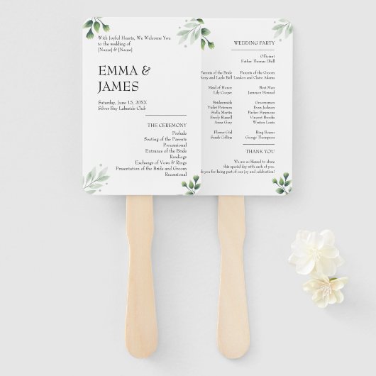 Simply Greenery Wedding Program Invitation Fächer (Vorne und Hinten)