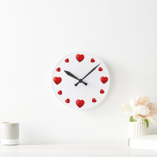Simply Hearts Wall Clock Runde Wanduhr (Zuhause)