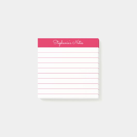 Simply Modern Cherry Red Personalized Lined Post-it Klebezettel (Vorderseite)