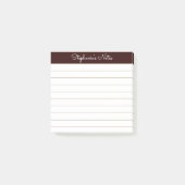 Simply Modern Chocolate Brown Personalized Lined Post-it Klebezettel (Vorderseite)