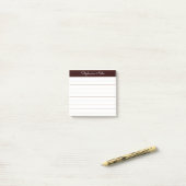 Simply Modern Chocolate Brown Personalized Lined Post-it Klebezettel (Auf Schreibtisch)