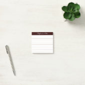 Simply Modern Chocolate Brown Personalized Lined Post-it Klebezettel (Büro)